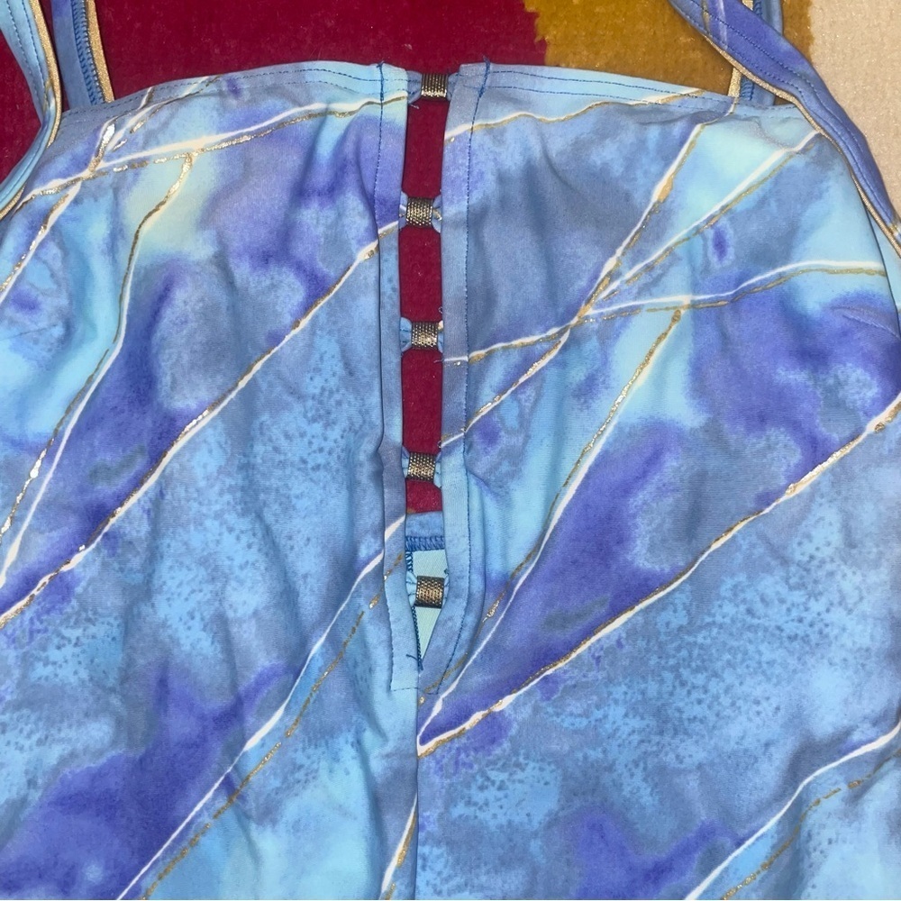 Christina Vintage One Piece Blue Swimsuit Small - Picture 2 of 7